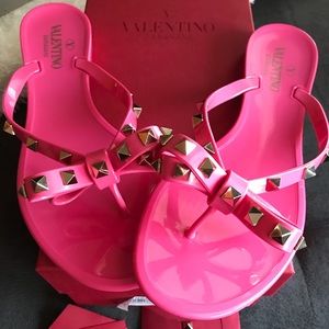 Valentino Rockstud PVC Flip Flop Sandal Pink